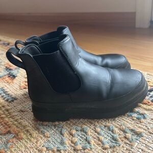 Native Kensington Water Resistant Black Leather Chelsea Boots, 1